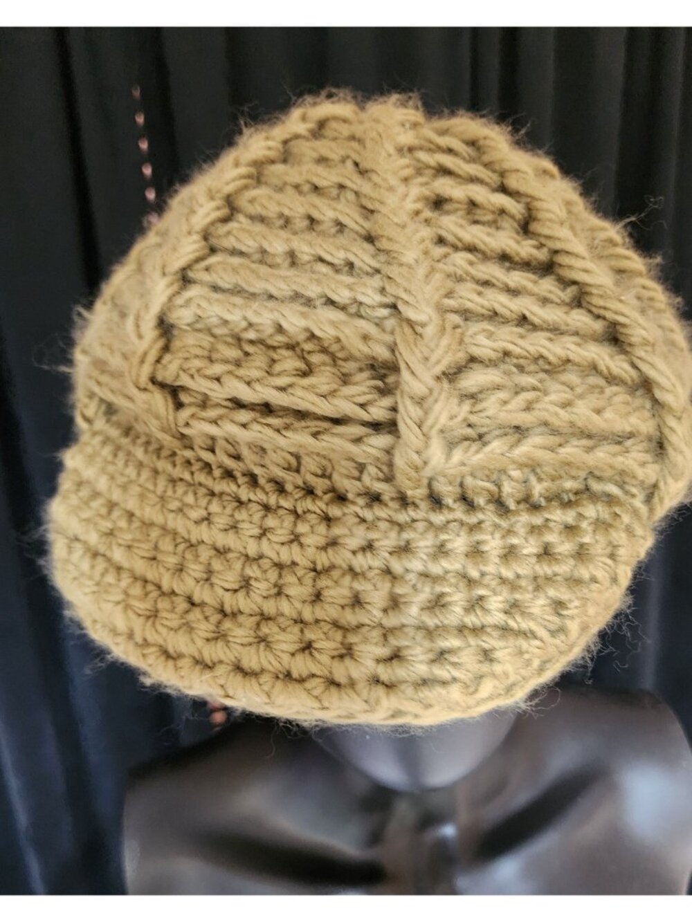 Vintage 70s Psychedelic Crochet Newsboy Cap - Picture 4 of 6